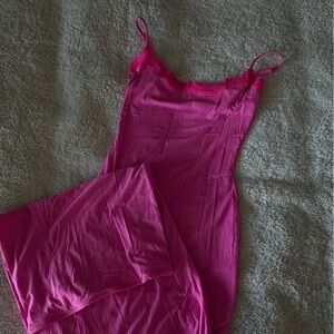 SKIMS Vibrant Pink Lace Maxi